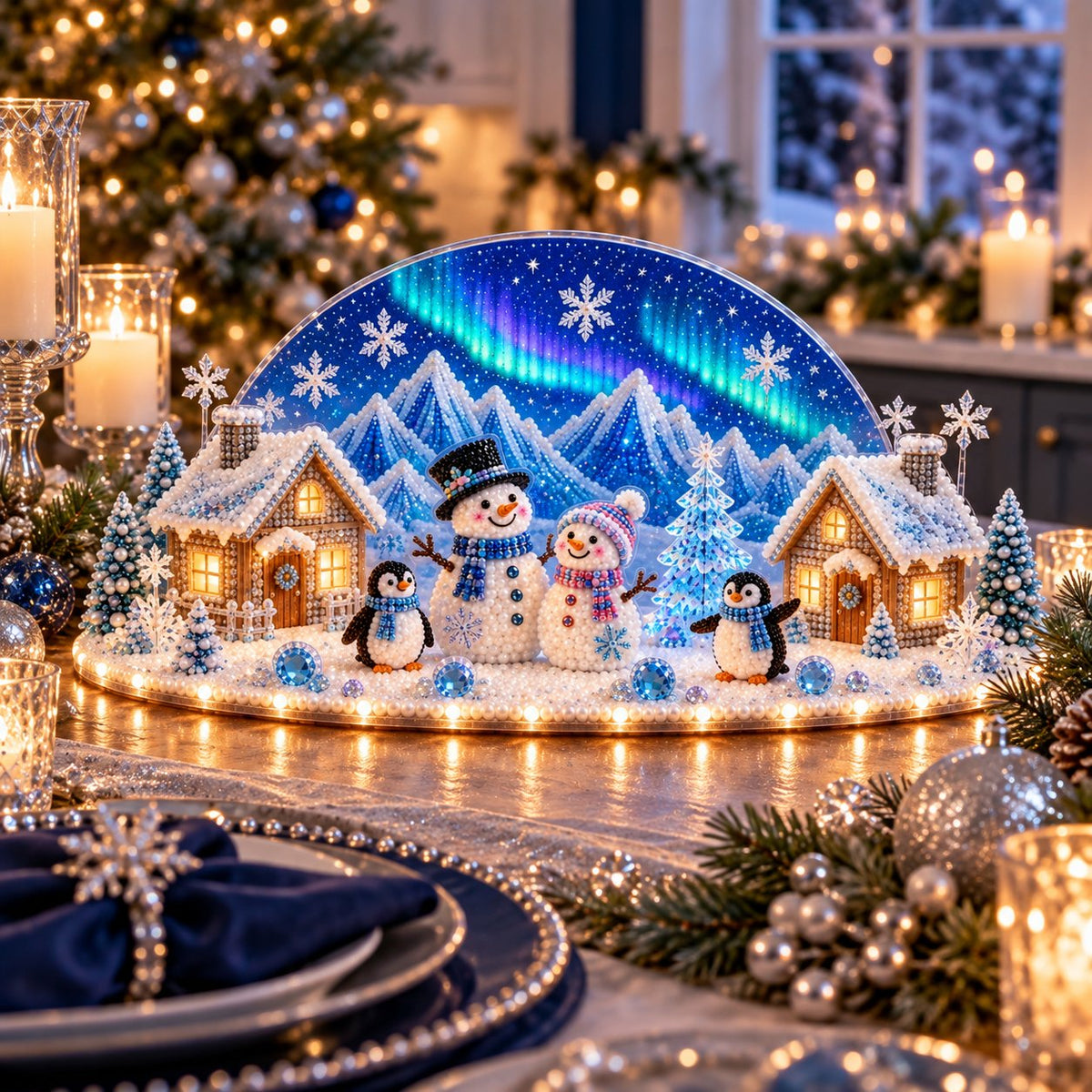 Winter Wonder DIY Decor Kit, Light-Up 3D Christmas Village Gem Art☃️🏠