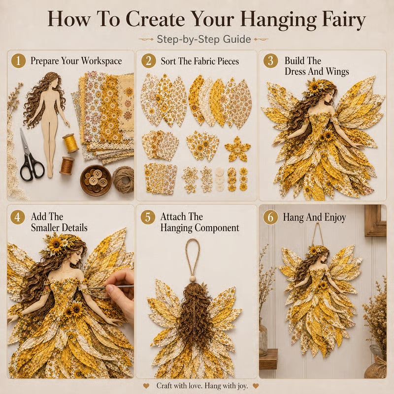 ⏰Last day Promotion 🔥-🧚Premium Fairy Patchwork DIY Kit for Whimsical Layered Fabric Art & Magical Floral Wall Decor 🌸