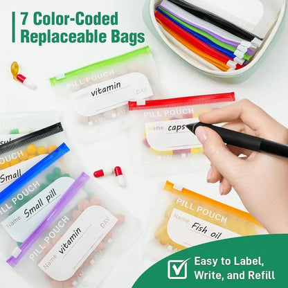 💊💧 A8 Waterproof Pill Pouch Set – 7–14 Day Storage, Crush-Resistant & Travel-Friendly ✨🧳