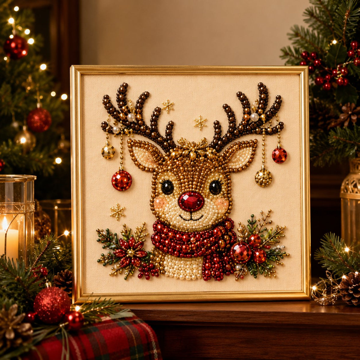 DIY Christmas Pearl Diamond Painting Art Kit With Frame Relaxing & Beginner-Friendly