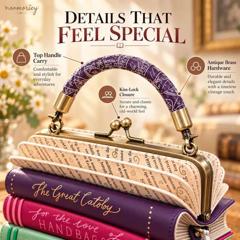 📚✨Book Stack Handbag – Vintage-Inspired Book-Shaped Top Handle Purse, Unique Gift for Book Lovers