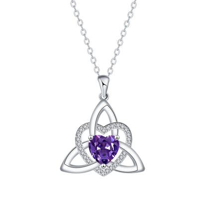 Birthstone Celtic Trinity Knot Heart Necklace✨ Heart Shape Celtic Trinity Knot Birthstone Pendant