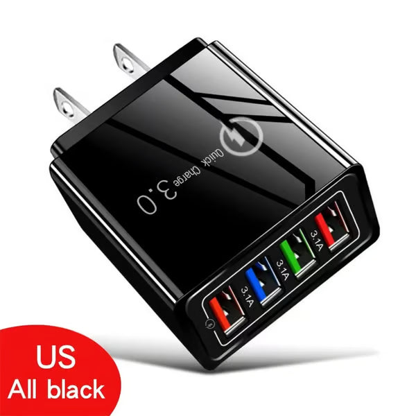 ⏰Last day Promotion 🔥-⚡ AI-GaN 4-Port Fast Charger – Quick Charge 3.0 Smart Power Hub for Multi-Device Charging🔋