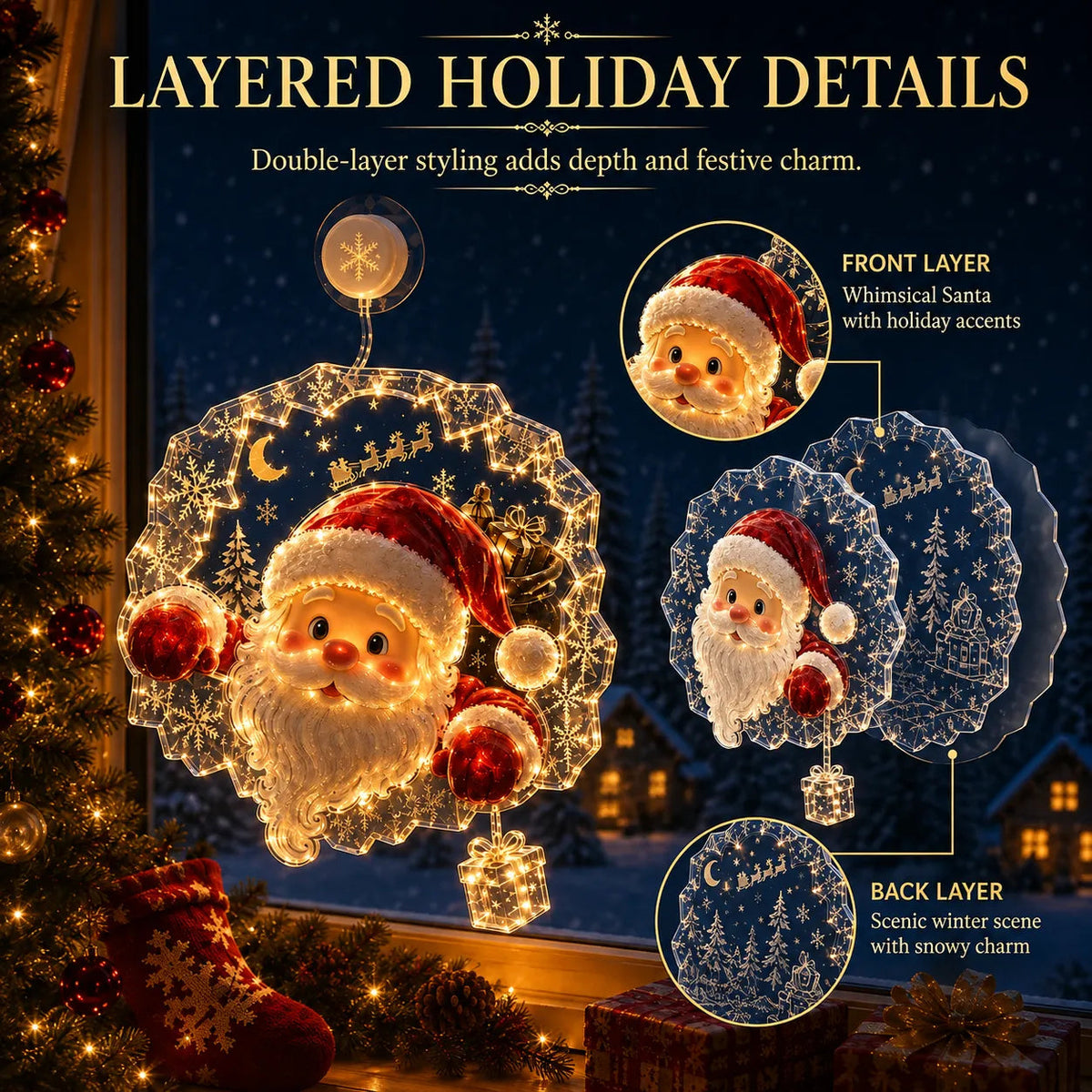 🔥 Last Day 50% OFF✨-🎄Lighted Christmas Window Decor with Warm LEDs🪟