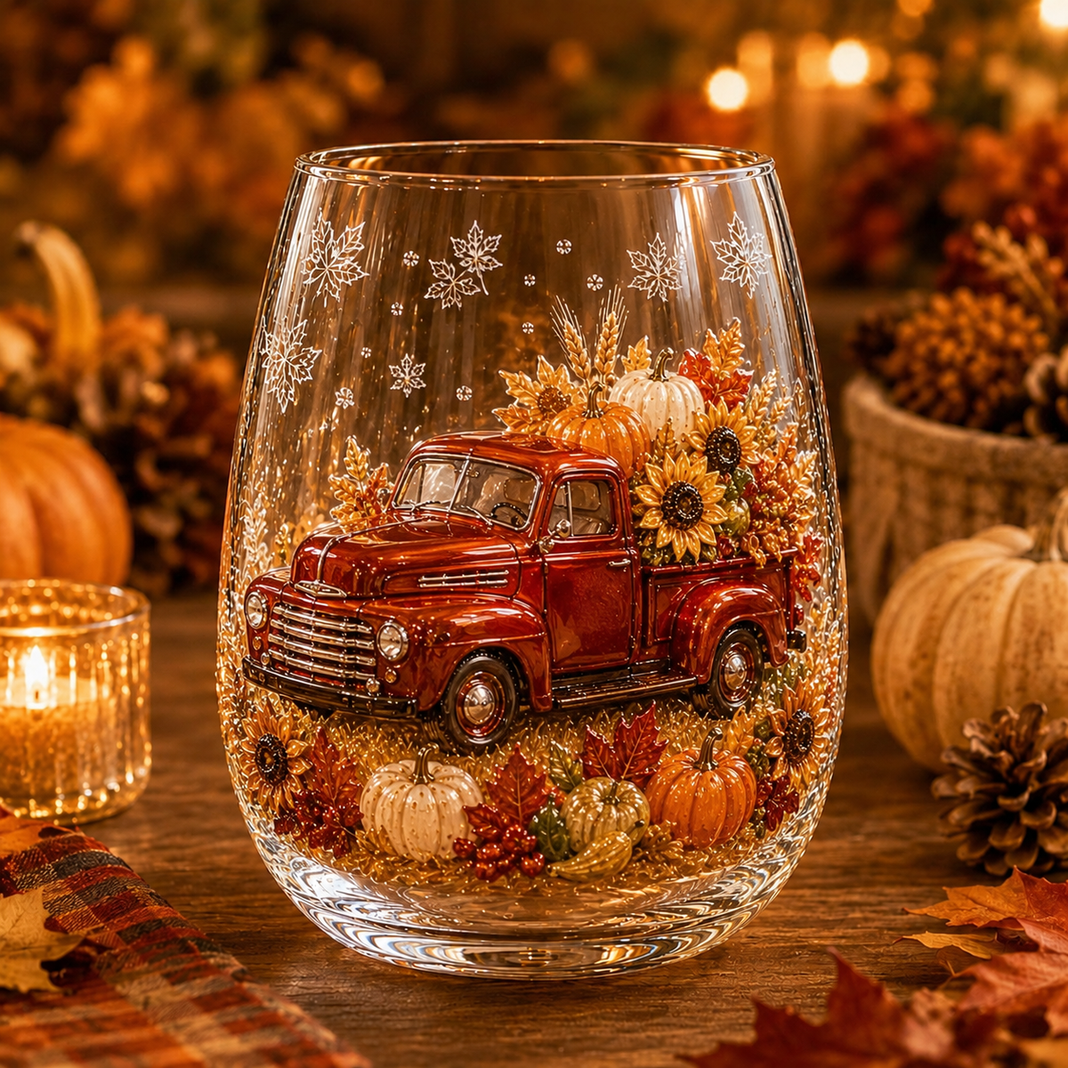 🔥 Last Day 50% OFF✨-🍂Autumn Harvest 3D Glass Cup Gift Set – 6 Festive Designs