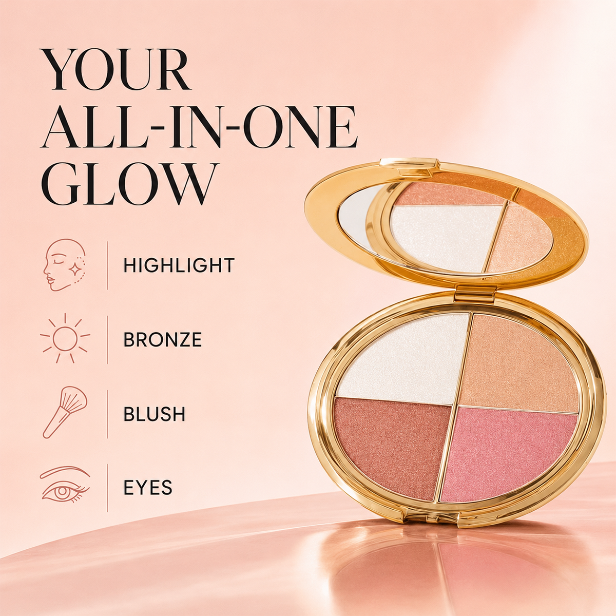 🔥 Last Day 50% OFF✨-4-in-1 Glow Palette for Radiant Makeup Looks Anytime 💄