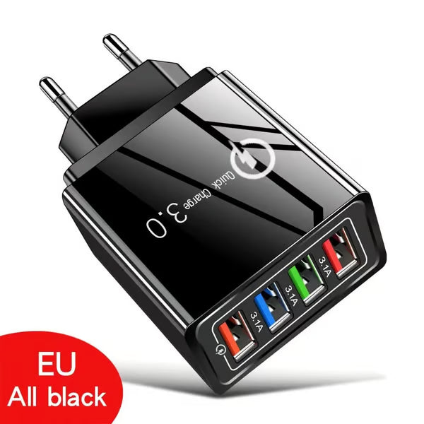 ⏰Last day Promotion 🔥-⚡ AI-GaN 4-Port Fast Charger – Quick Charge 3.0 Smart Power Hub for Multi-Device Charging🔋
