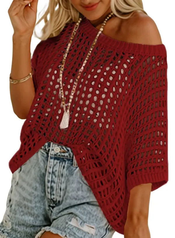 🔥Last day Promotion -🌸 Women's Open-Knit Crochet Top – Perfect for Casual Summer Outfits ☀️