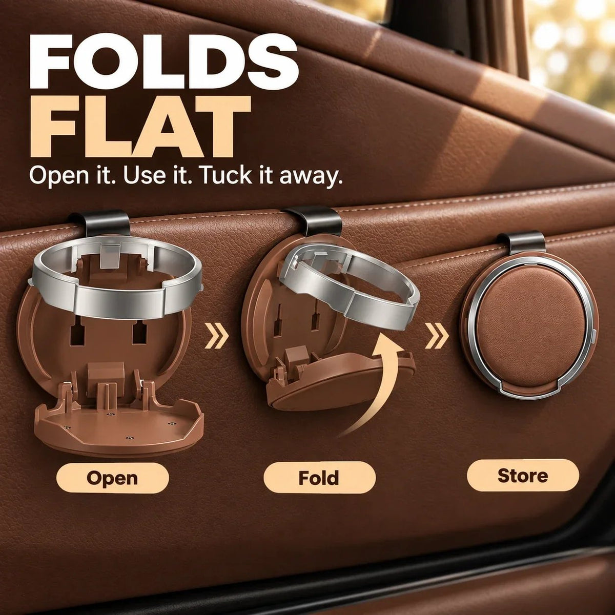 🥤 Last Day 50% OFF✨-🚗Foldable Car Door Cup Holder & Phone Stand for Easy 📱
