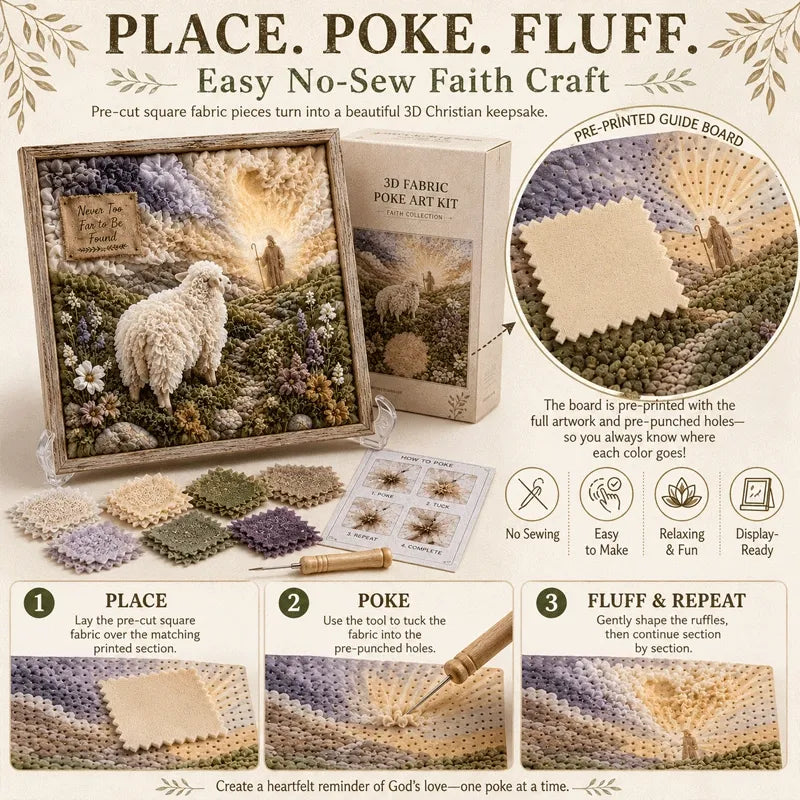 🎁Last Day 50% OFF✨-✝️3D Christian Fabric Poke Art Kit for Meaningful & Relaxing DIY Crafting 🙏