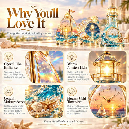 🌊50% OFF !! ⏰ - 🕰️ Coastal Crystal Clock for Ocean-Inspired Decor 🐚