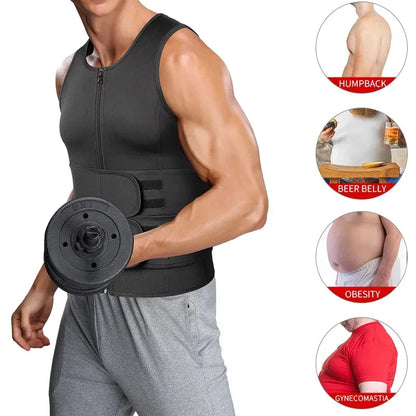 Men Body ShaperSauna Vest Waist Trainer Double Belt