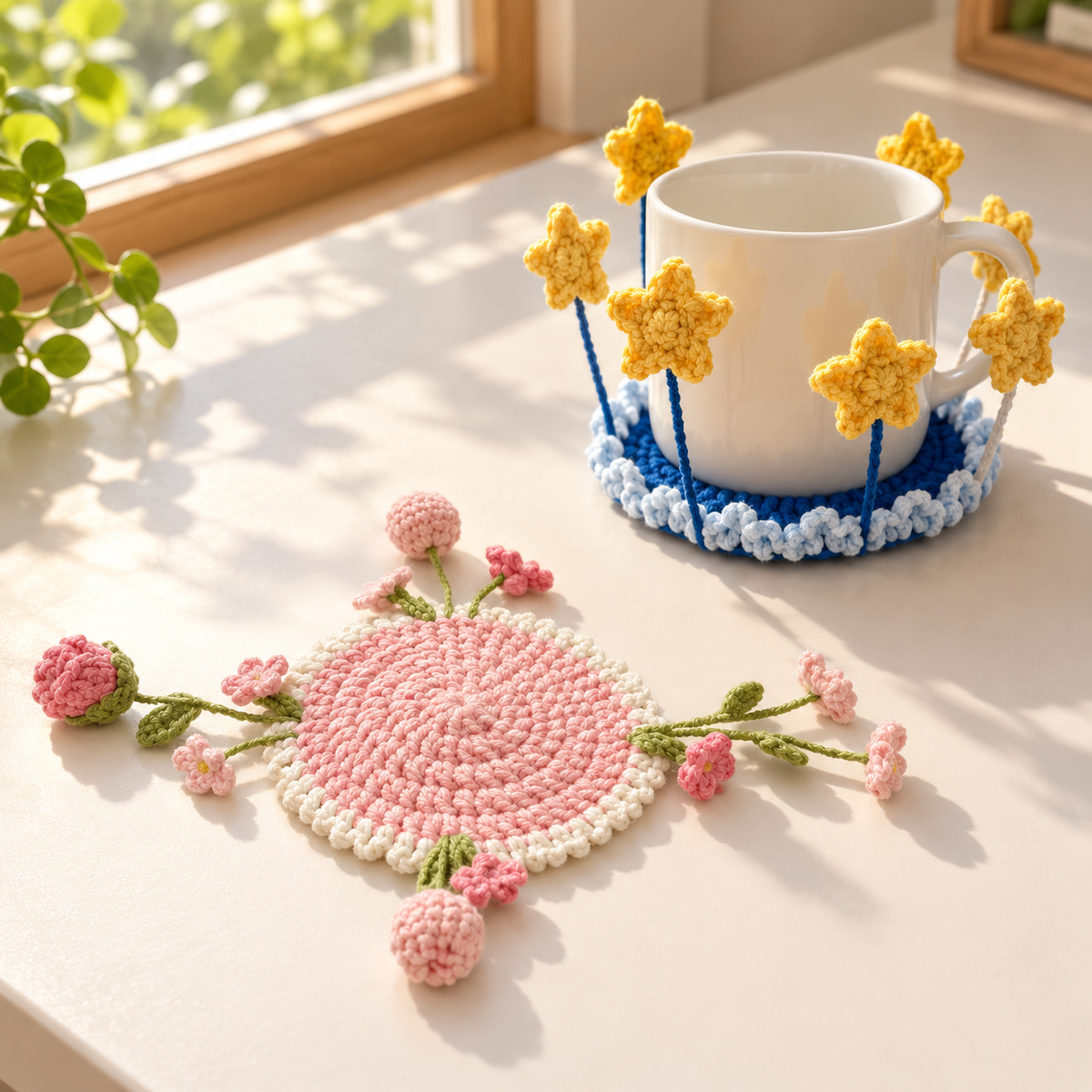 🌸 Blooming Crochet Coaster