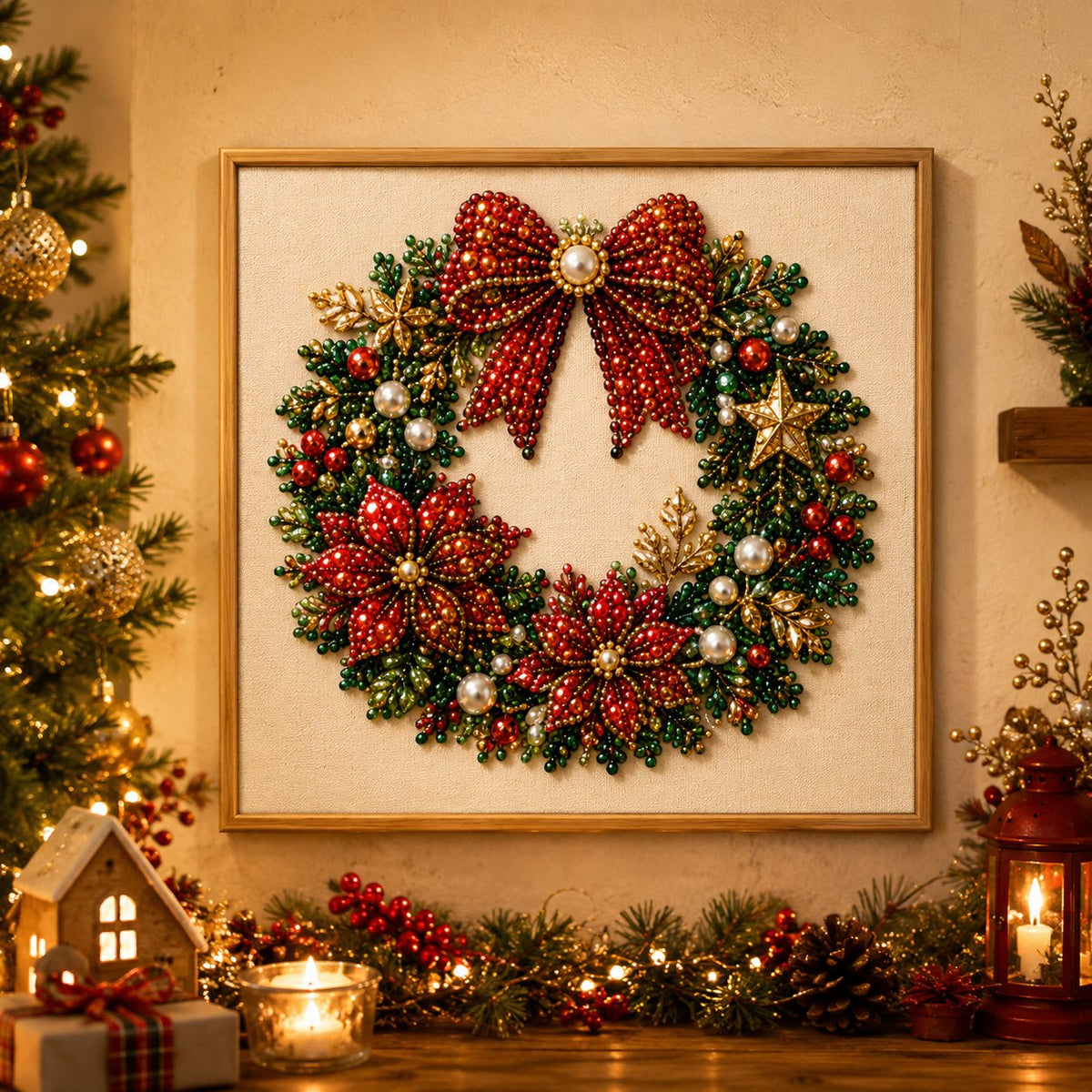 DIY Christmas Pearl Diamond Painting Art Kit With Frame Relaxing & Beginner-Friendly