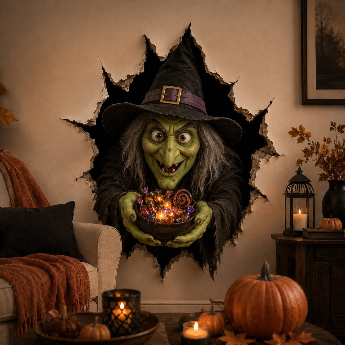 🧙‍♀️ Holiday Celebration 50% OFF 🎃-👻Halloween Break-In 3D Wall Decals for Spooky, Realistic & Fun  🎃