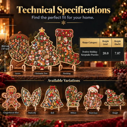 🔥 Last Day 50% OFF✨-🧩Wooden Christmas Puzzle with Stand – 8 Festive Designs to Build & Display 🎄