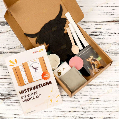 Whimsy DIY Highland Cow Glass Mosaic Kit Puzzles
