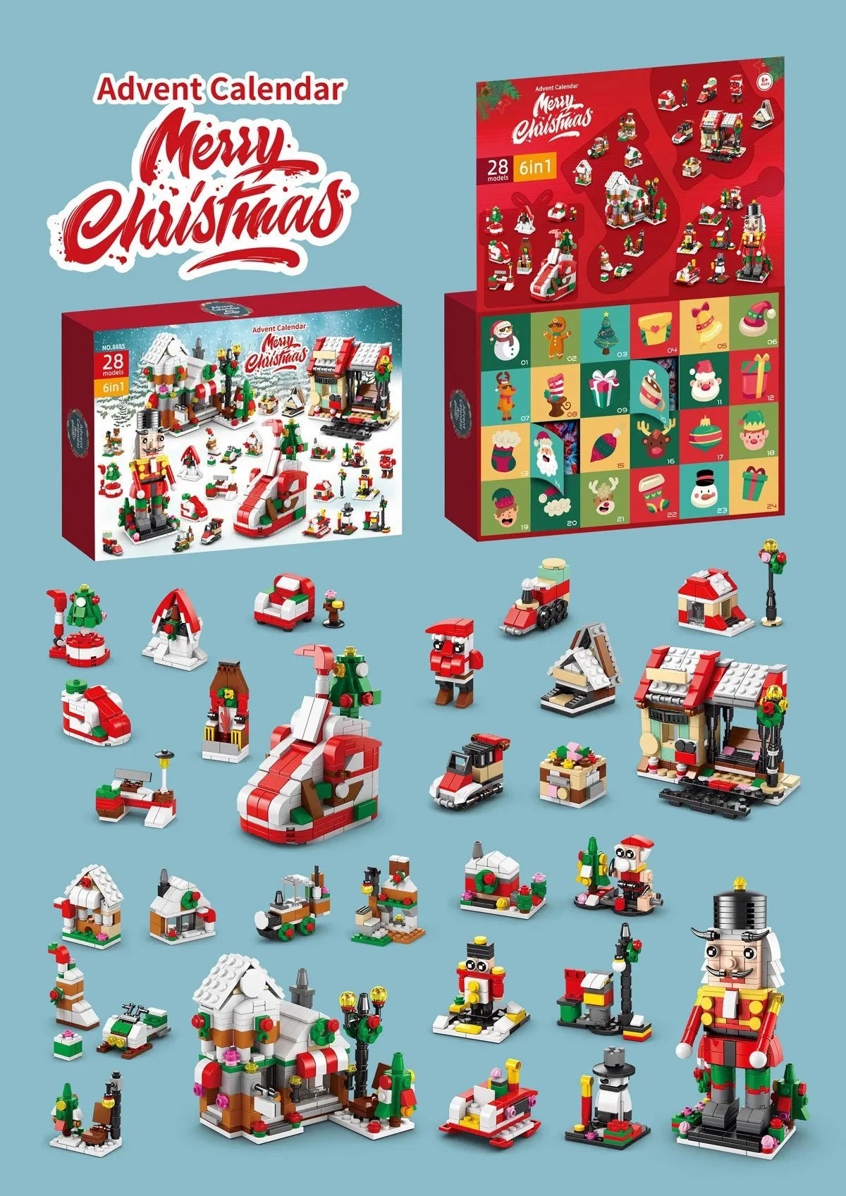 ⏰Last day Promotion 🔥-🎄 DIY Christmas Countdown Building Block Set with Daily Surprise Blind Boxes 🎁
