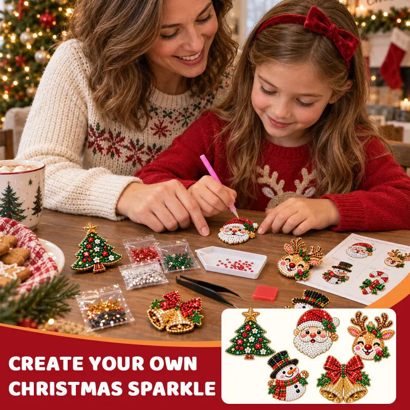 ⏰Last day Promotion 🔥-🎄DIY Christmas Diamond Brooch Kit with 6 Festive Designs 🎁