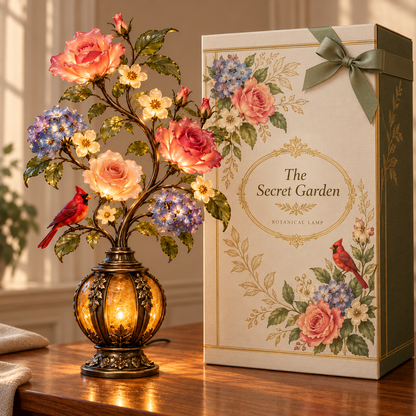🌹✨ Eternal Bloom – Vintage Rose & Cardinal Table Lamp