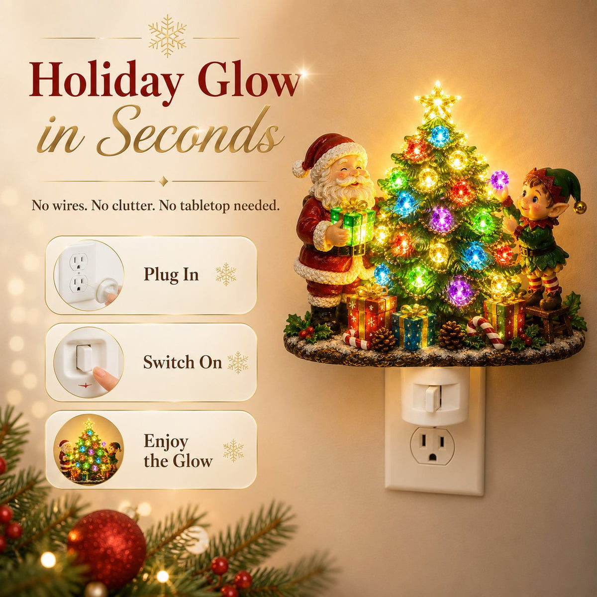 ⏰Last day Promotion 🔥-🎄 Jeweled Christmas Tree Night Light Adds Cozy Holiday Sparkle ✨