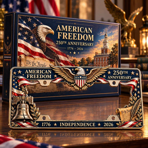 🇺🇸 America 250th Anniversary Metal License Plate Frame – Patriotic Eagle & Freedom Edition, 1776–2026 🦅