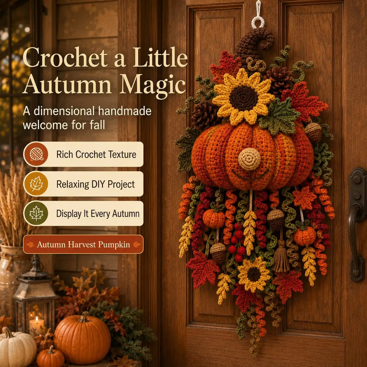 ⏰Last day Promotion 🔥-🧶 DIY 3D Crochet Door Hanger Kit for Creative Seasonal Home Decor ✨💕