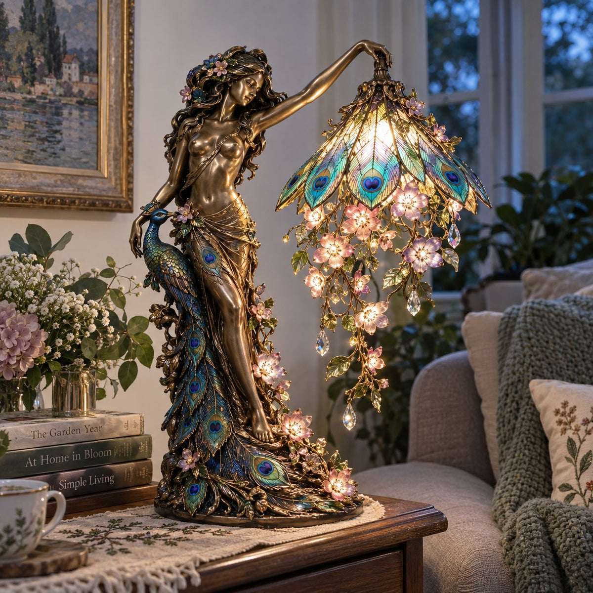 🎁 Last Day 50% OFF✨-✨Peacock Goddess Table Lamp| Elegant LED Decor Lamp🦚