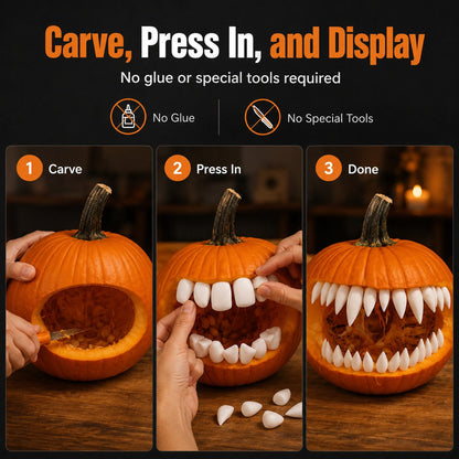 🦷Last day Promotion 🔥-🎃Monster Grin Pumpkin Decorating Kit for Fun 3D Jack-O’-Lantern Designs & Spooky Halloween Decor 🦷