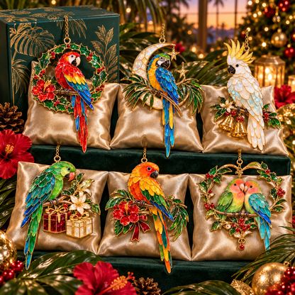 🦜 Holiday Celebration 50% OFF ✨-Colorful Tropical Parrot Christmas Ornaments Set of 6 🌴