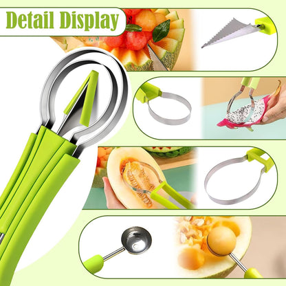 🔥 Last Day 50% OFF✨-🍉 4-in-1 Melon Baller Set for Easy Fruit Scooping, Cutting & Creative Carving 🍓