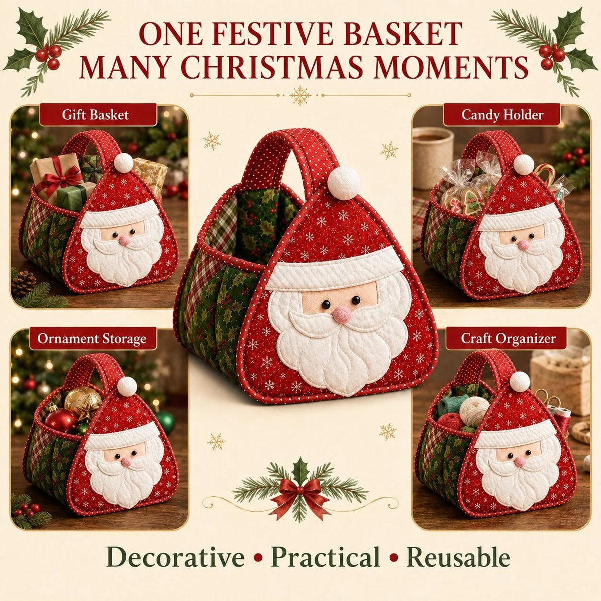💯⏳  50% OFF – 🎄DIY Christmas Character Quilted Basket Kit🎁✨