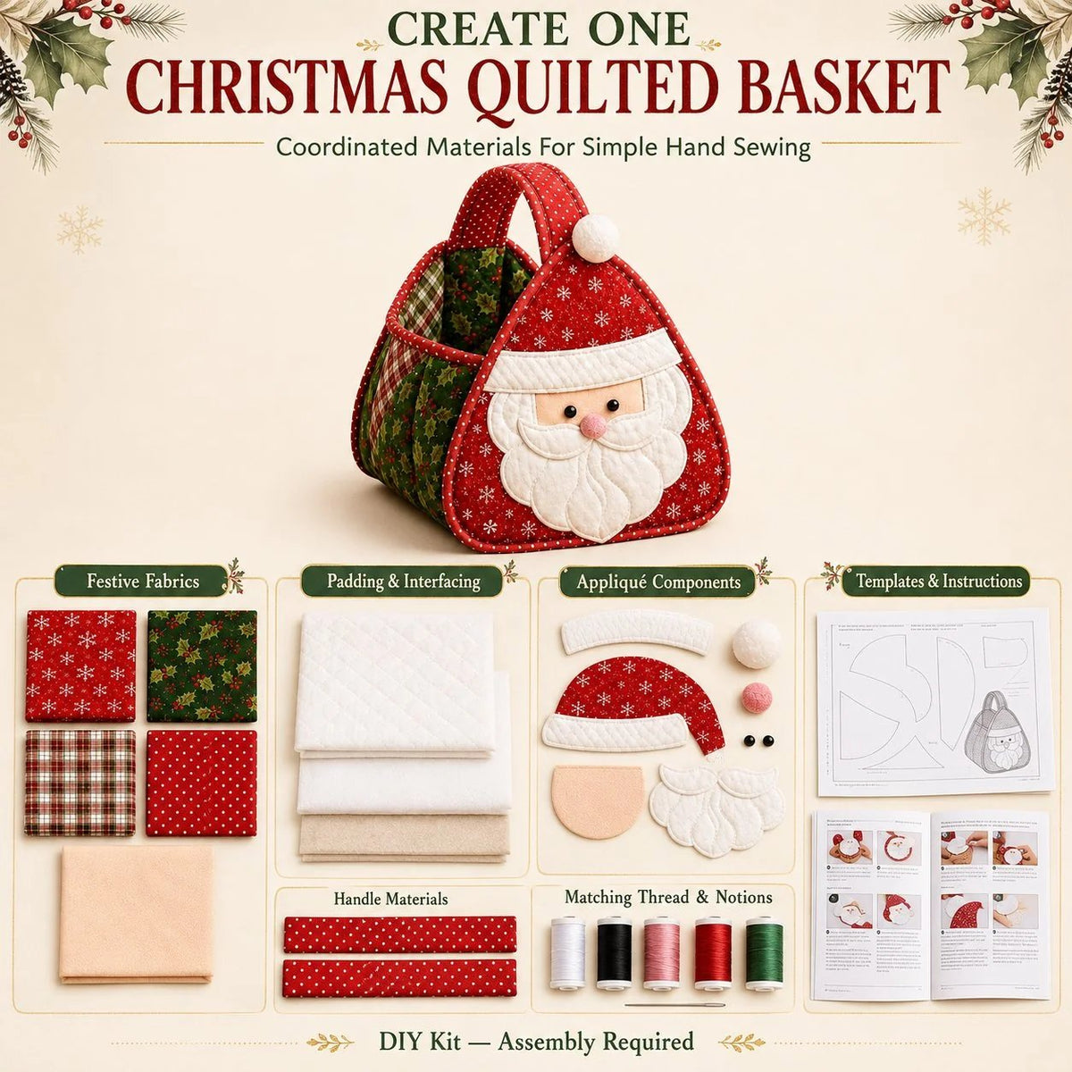 💯⏳  50% OFF – 🎄DIY Christmas Character Quilted Basket Kit🎁✨