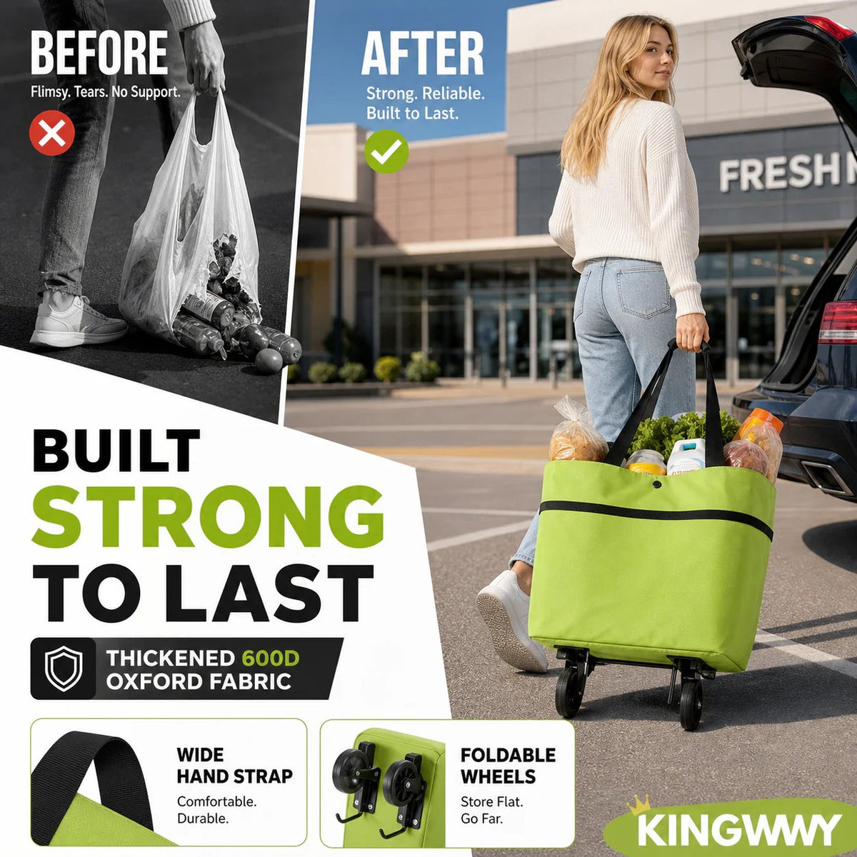 🔥🛍️Foldable 2-in-1 Shopping Bag
