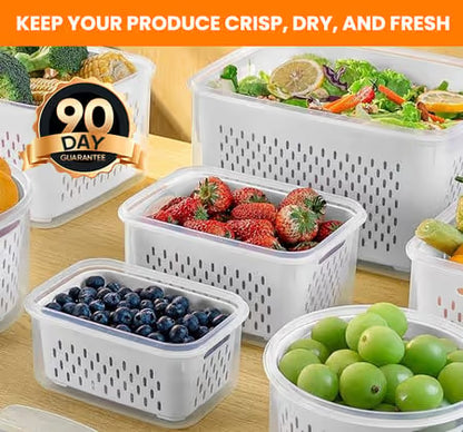 ⏰Last day Promotion 🔥-🥬 4-in-1 Draining Food Storage Container Keeps Fruits & Veggies Fresh & Organized ✨