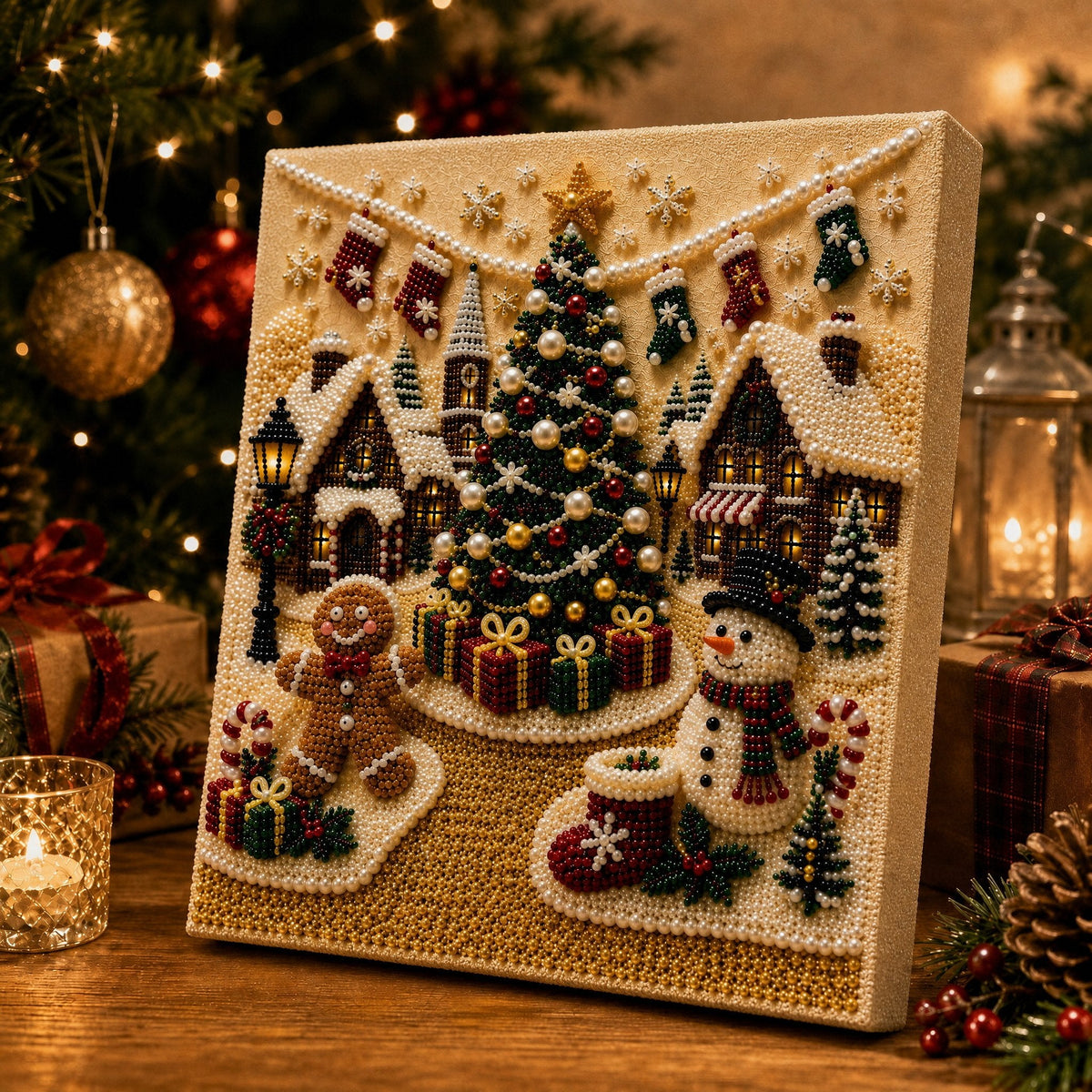 🎅🎄Premium 3D Pearl Christmas Wall Decoration Set – DIY Holiday Decor⛄️❄️