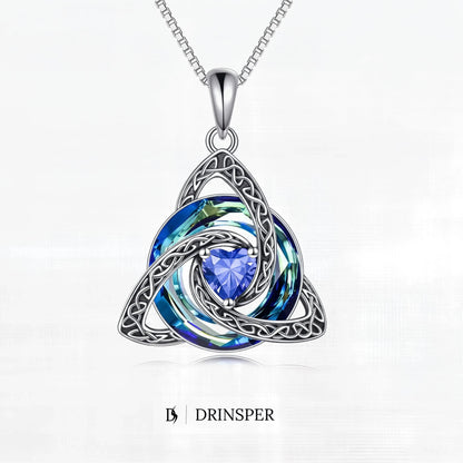 ✨ 50% OFF – Birthstone Celtic Trinity Knot Necklace – Silver-Plated Crystal Pendant Jewelry