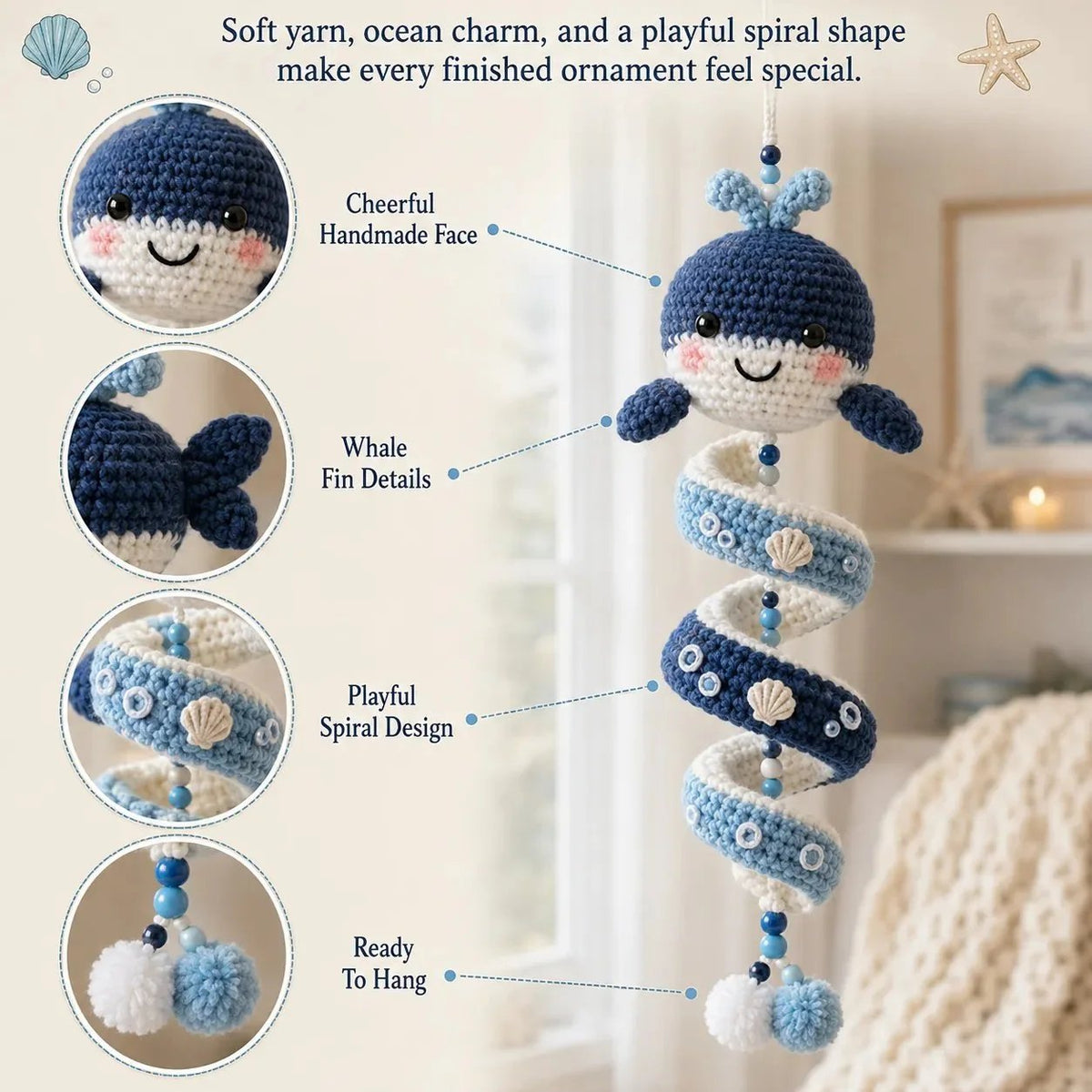 💕 Last Day 50% OFF✨-🌊Ocean Animal Crochet Kit with All Tools & Easy Step-by-Step Guide 🐋