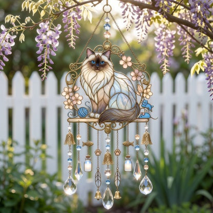 ⏰Last day Promotion 🔥-🐱 Cat Suncatcher Wind Chime Adds Charming Light & Love to Any Cat Lover’s Home ✨