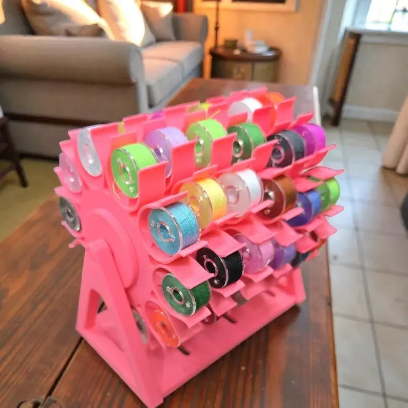 🧵360° Rotating Bobbin Organizer – Holds 60 A-Size Bobbins