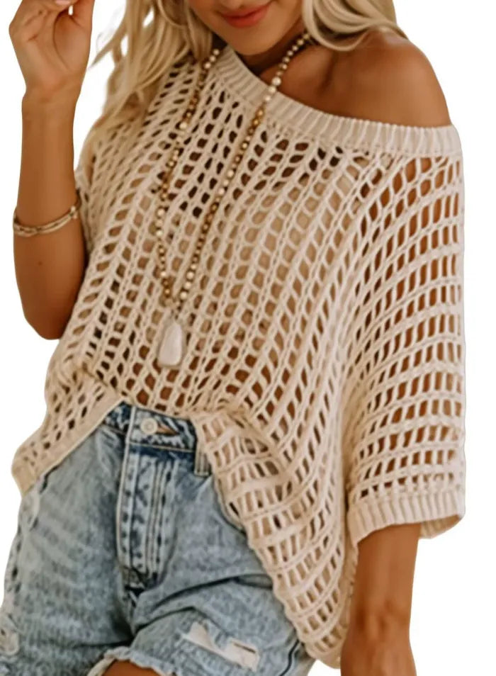 🔥Last day Promotion -🌸 Women's Open-Knit Crochet Top – Perfect for Casual Summer Outfits ☀️