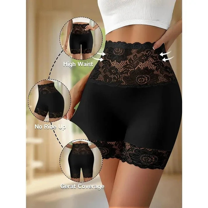 【Today's Special Offer】Women's High-Waisted Lace Shapewear Shorts – Smooth Silhouette Control