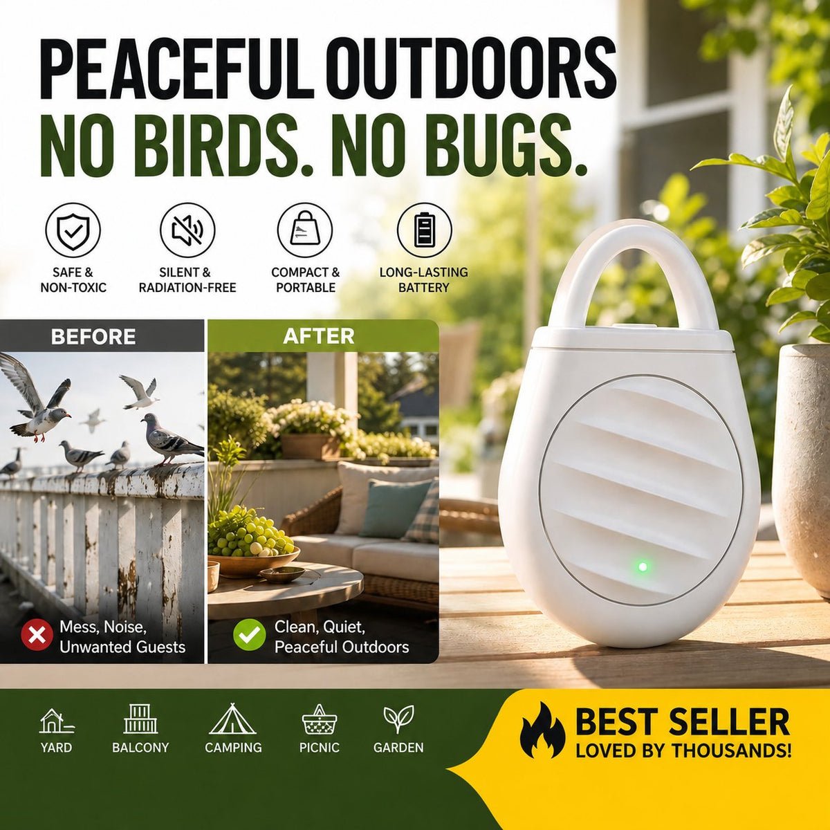 🔥 LAST CHANCE — 50% OFF! 🐦 Keep Unwanted Birds & Pests Away! Portable Ultrasonic Bird Repellent Keychain