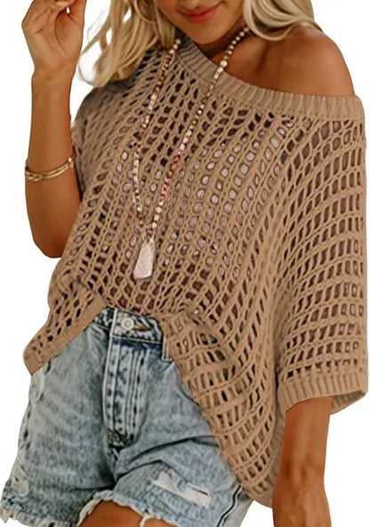 🔥Last day Promotion -🌸 Women's Open-Knit Crochet Top – Perfect for Casual Summer Outfits ☀️