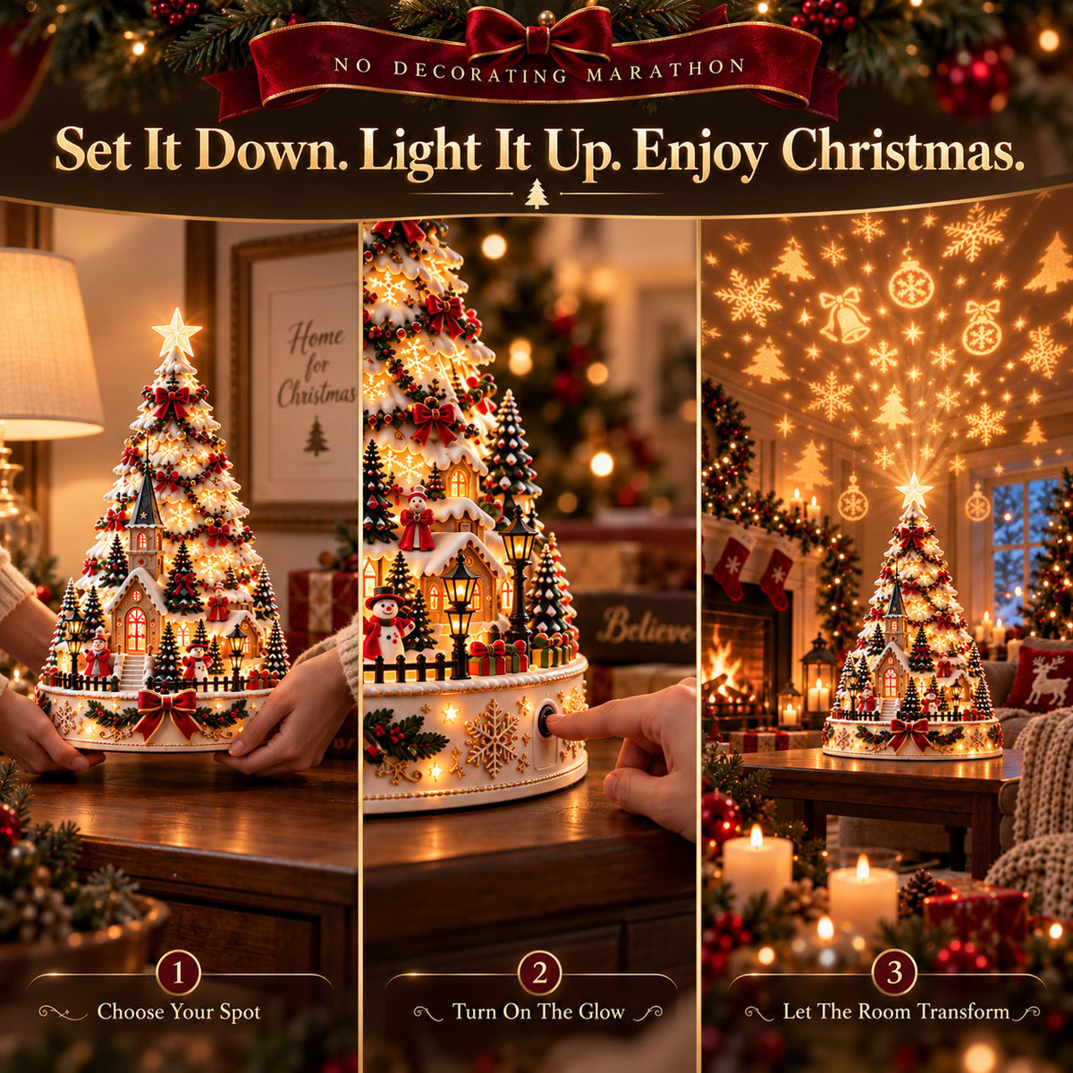 🌟Last day Promotion 🔥-🎄Christmas Village Lightscape Tree for Magical Holiday Decor 🏡