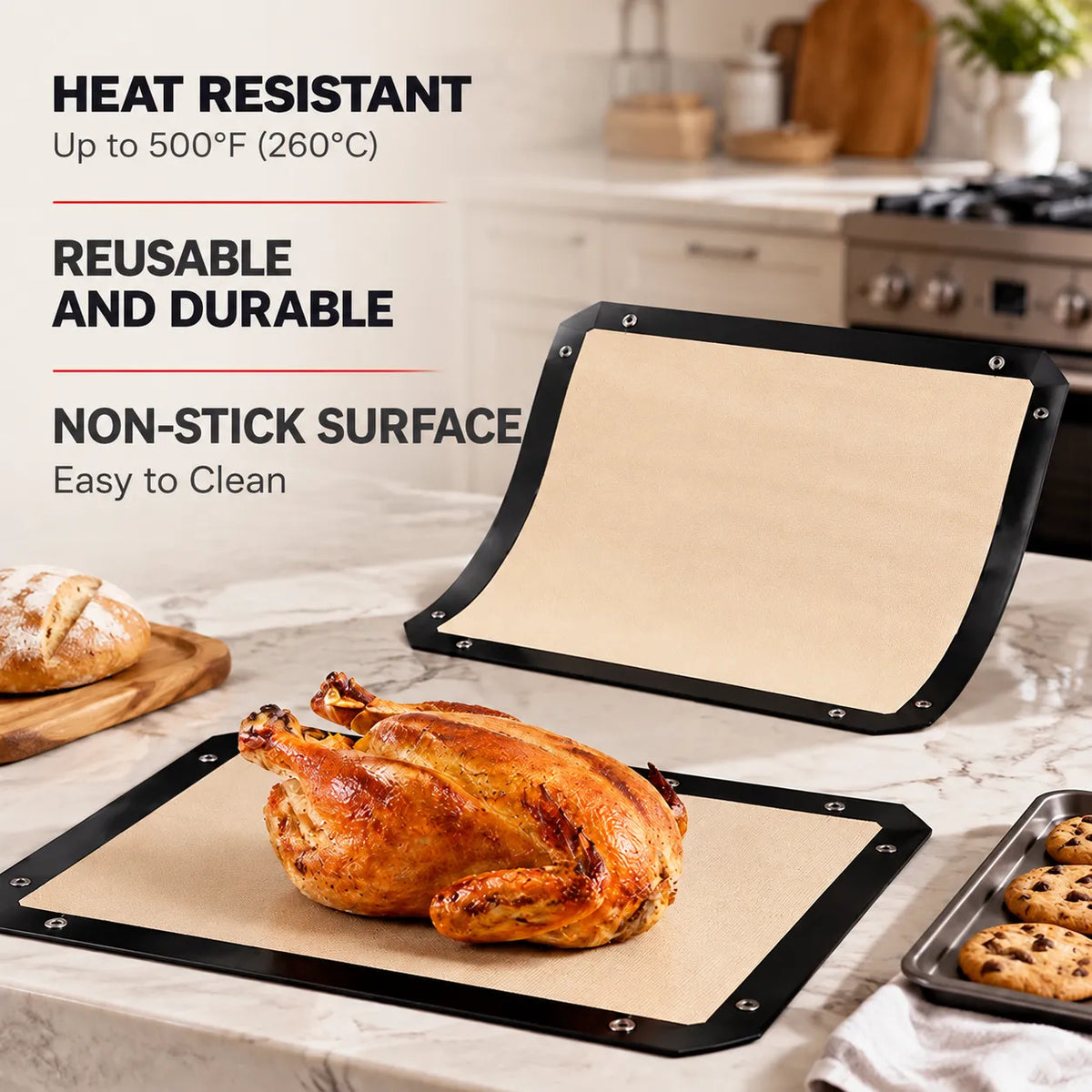 🍗 Last day Promotion ✨-Bake Mess-Free with This Clever Snap-On Silicone Mat! ✨