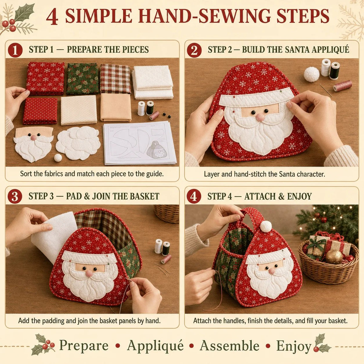 💯⏳  50% OFF – 🎄DIY Christmas Character Quilted Basket Kit🎁✨