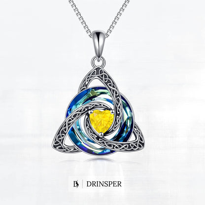 ✨ 50% OFF – Birthstone Celtic Trinity Knot Necklace – Silver-Plated Crystal Pendant Jewelry