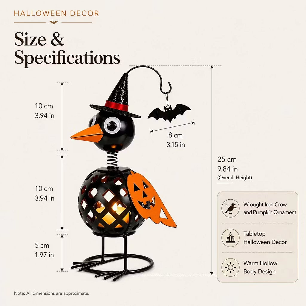 🔥Last Day 50% OFF🔥-🐦Wrought Iron Crow and Pumpkin Ornament🎃
