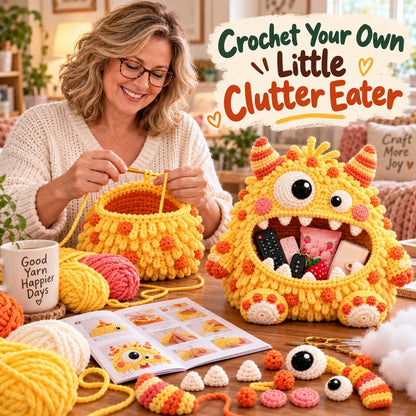 👾 Last Day 50% OFF✨-🧶Cute Hungry Monster Crochet Storage Buddies for Clutter ✨